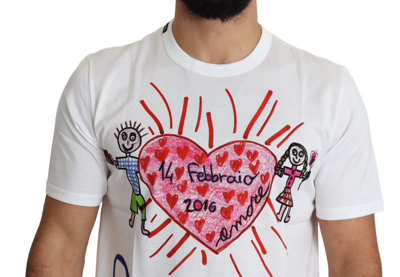 Dolce &amp; Gabbana Wit Sint Valentijn Harten Print Heren T-shirt