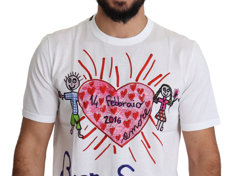 Dolce &amp; Gabbana Wit Sint Valentijn Harten Print Heren T-shirt