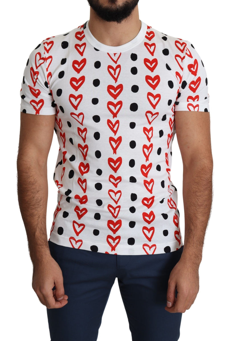 T-shirt homme Dolce &amp; Gabbana en coton imprimé cœurs blancs