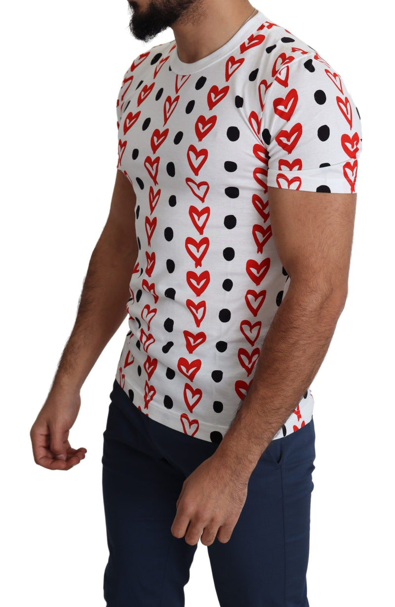 T-shirt homme Dolce &amp; Gabbana en coton imprimé cœurs blancs