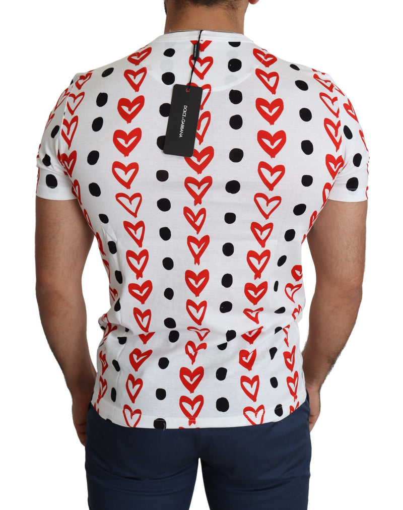 T-shirt homme Dolce &amp; Gabbana en coton imprimé cœurs blancs