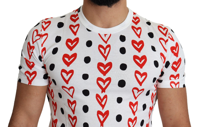 T-shirt homme Dolce &amp; Gabbana en coton imprimé cœurs blancs
