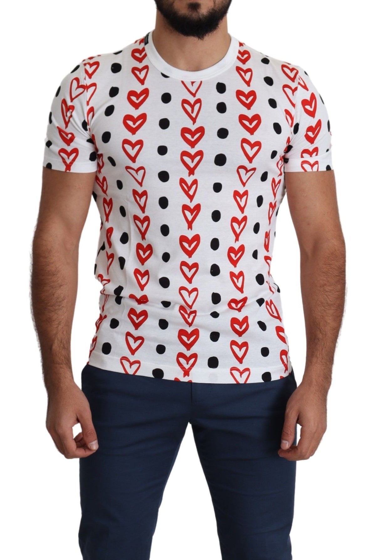 T-shirt homme Dolce &amp; Gabbana en coton imprimé cœurs blancs