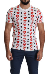 T-shirt homme Dolce &amp; Gabbana en coton imprimé cœurs blancs