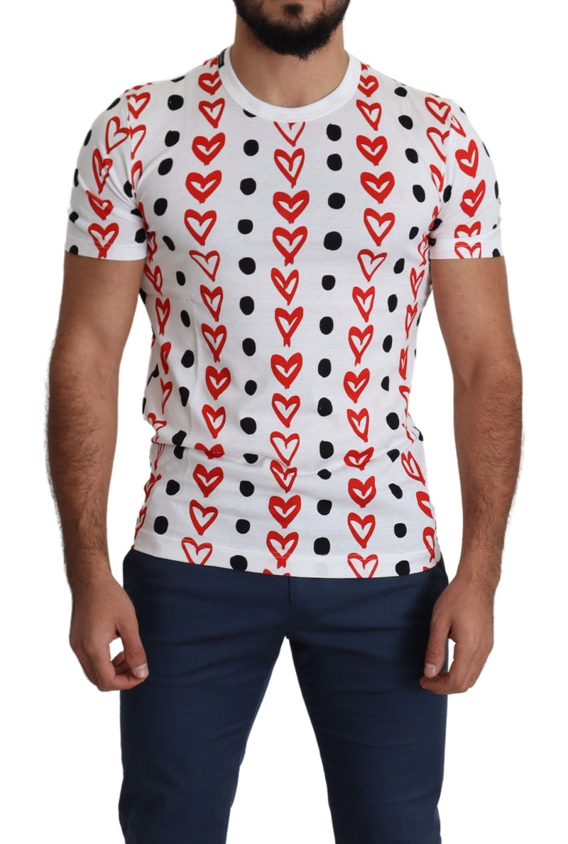 T-shirt homme Dolce &amp; Gabbana en coton imprimé cœurs blancs