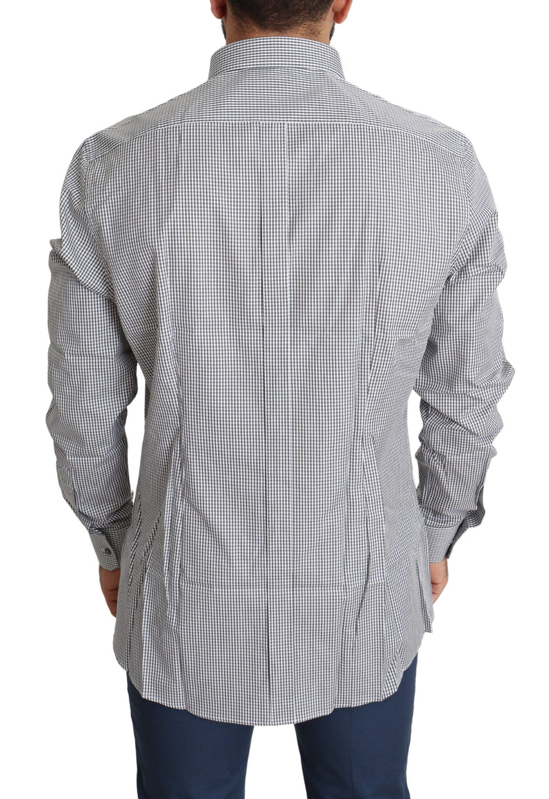 Chemise habillée en coton à carreaux noirs, blancs et dorés Dolce &amp; Gabbana