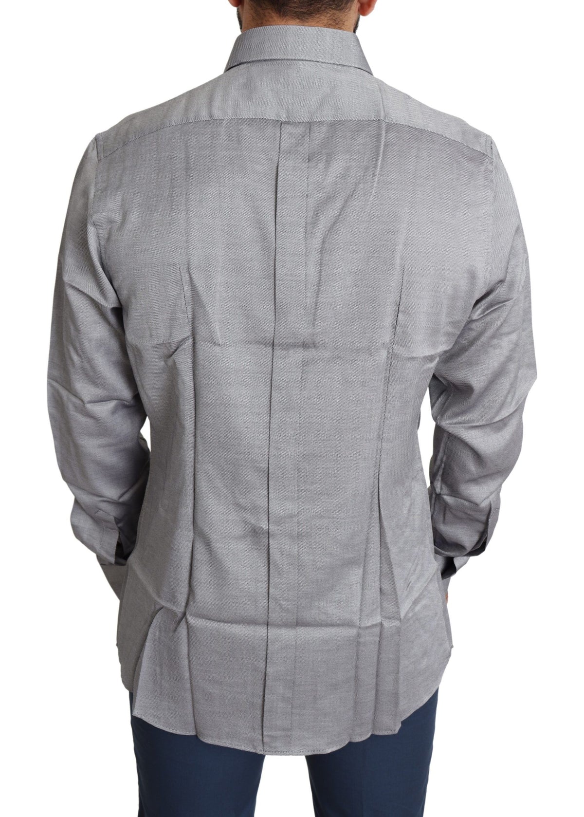 Chemise habillée Dolce &amp; Gabbana grise en coton pour homme, couleur or.