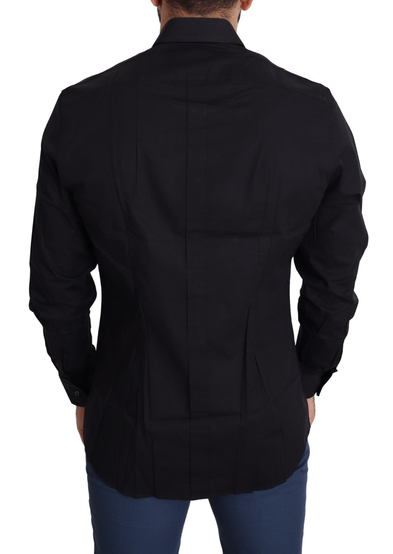 Chemise habillée Dolce &amp; Gabbana noire en coton stretch et or