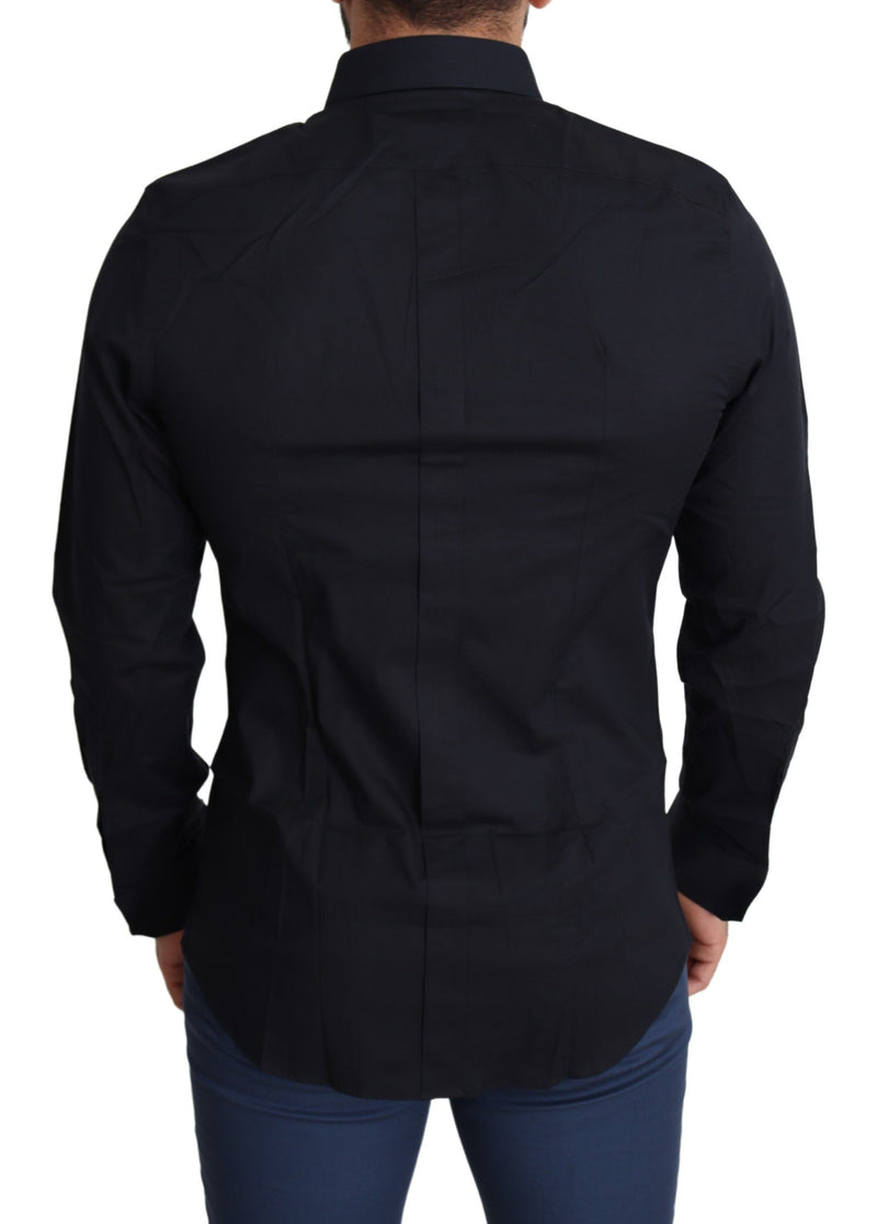 Chemise habillée Dolce &amp; Gabbana bleue en coton doré