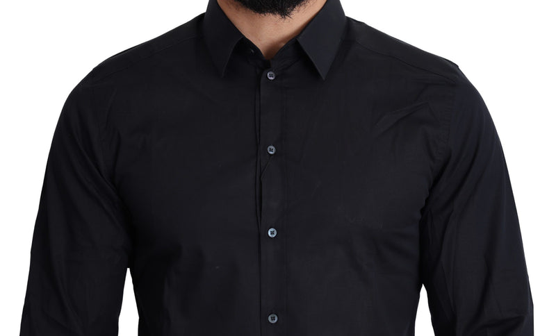 Chemise habillée Dolce &amp; Gabbana bleue en coton doré