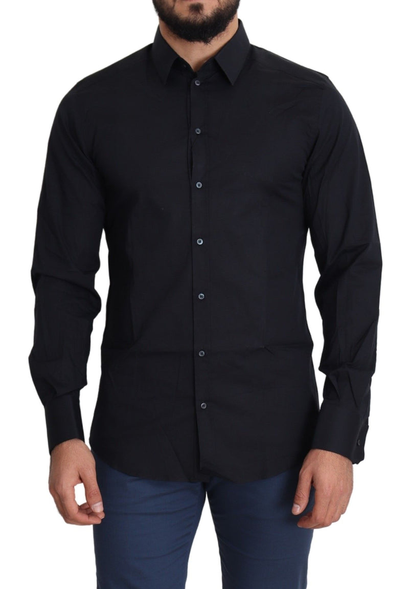 Chemise habillée Dolce &amp; Gabbana bleue en coton doré