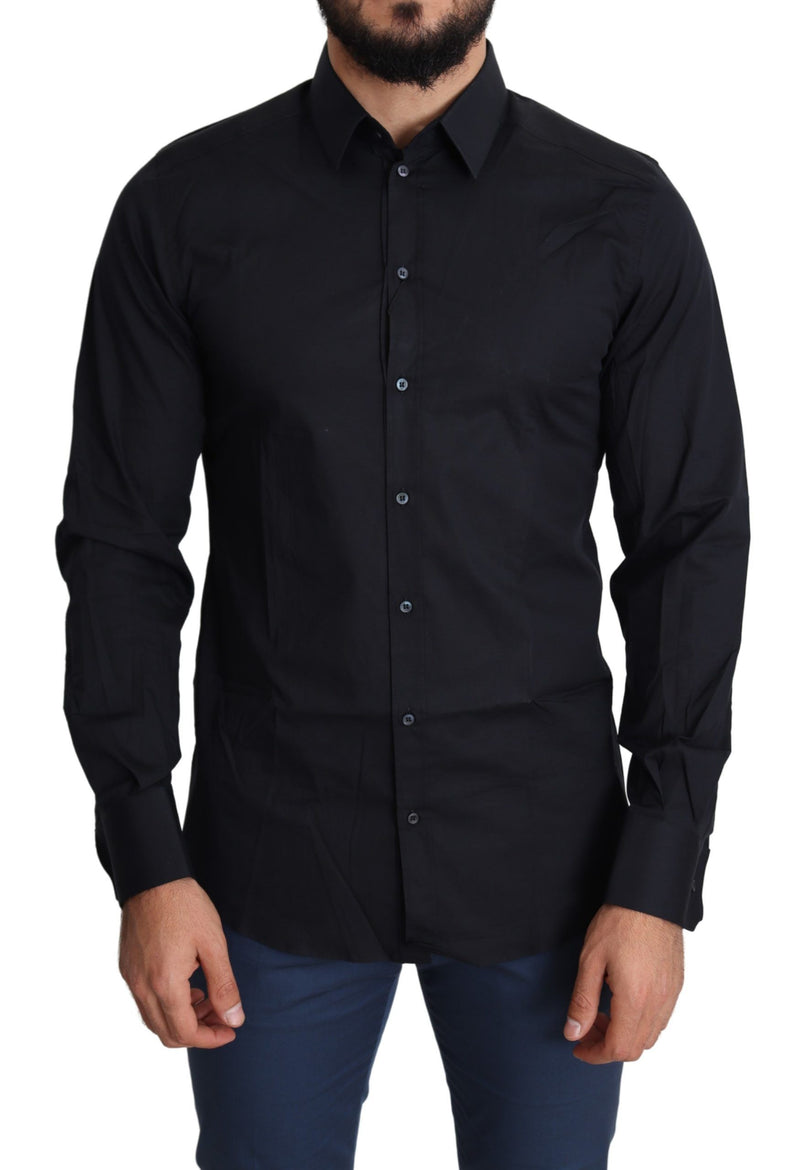 Chemise habillée Dolce &amp; Gabbana bleue en coton doré