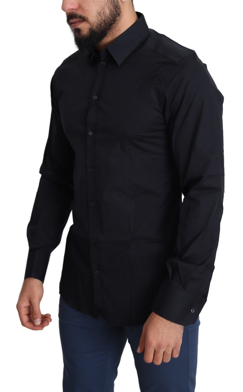 Chemise habillée Dolce &amp; Gabbana bleue en coton doré