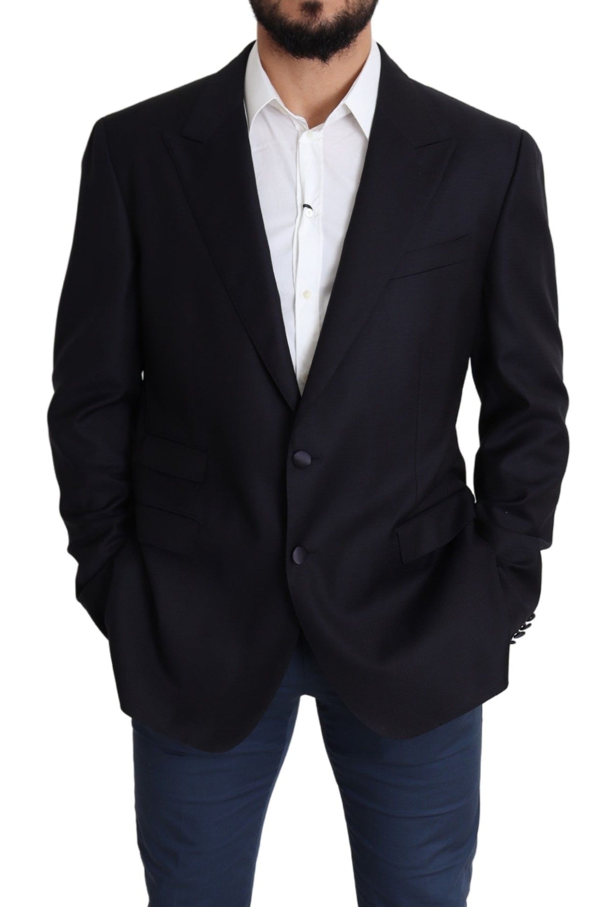 Blazer Dolce &amp; Gabbana NAPOLI en laine noire à simple boutonnage