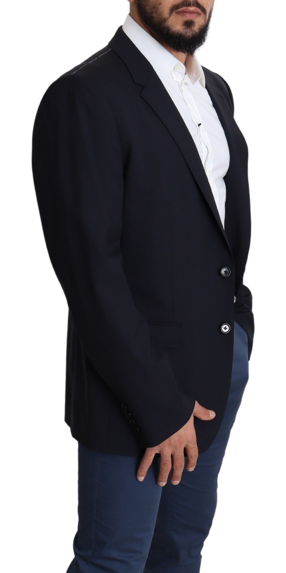 Manteau homme Dolce &amp; Gabbana en laine stretch noire, blazer MARTINI