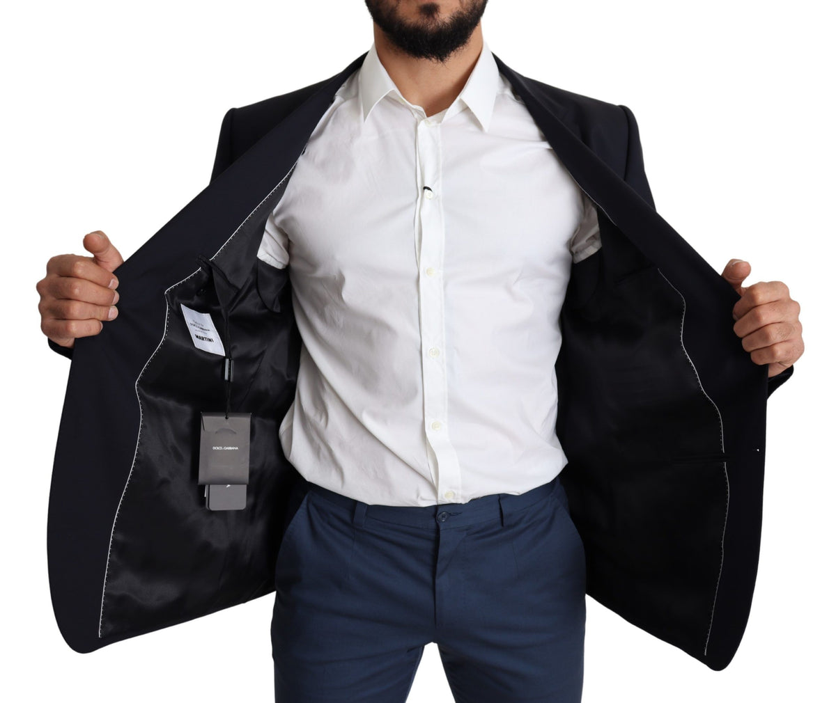 Manteau homme Dolce &amp; Gabbana en laine stretch noire, blazer MARTINI