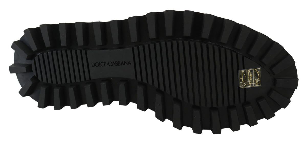 Chaussures Dolce &amp; Gabbana Vulcano Derby en cuir de veau épais caoutchouté noir