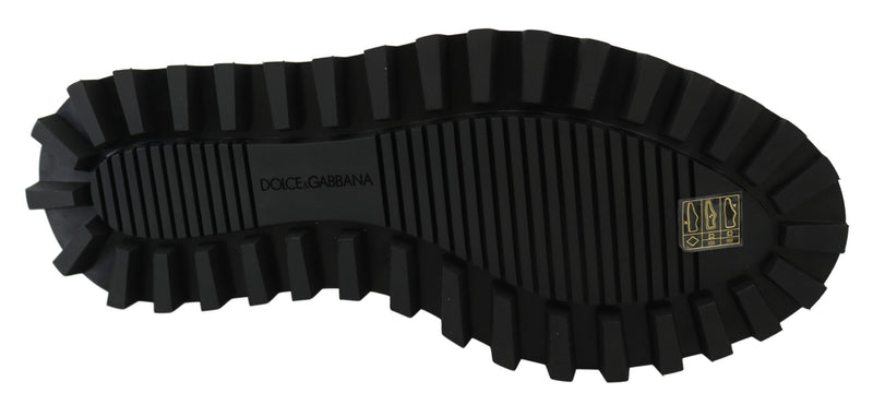 Chaussures Dolce &amp; Gabbana Vulcano Derby en cuir de veau épais caoutchouté noir