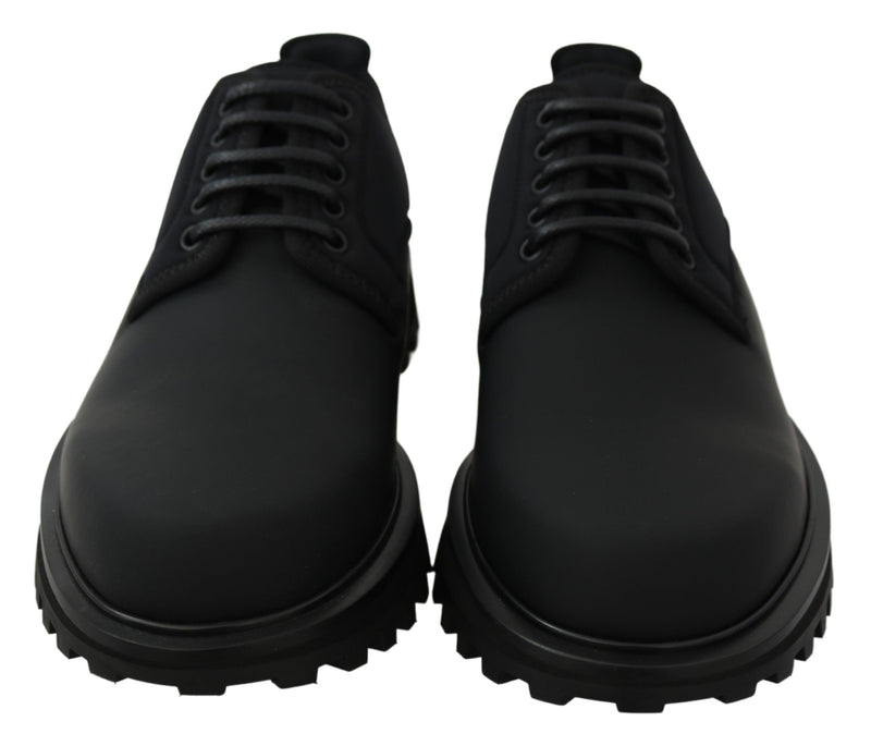 Chaussures Dolce &amp; Gabbana Vulcano Derby en cuir de veau épais caoutchouté noir