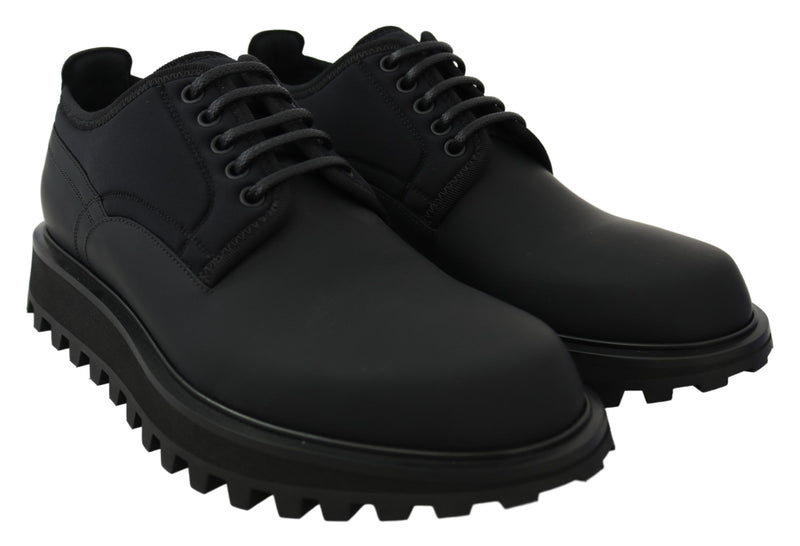 Chaussures Dolce &amp; Gabbana Vulcano Derby en cuir de veau épais caoutchouté noir