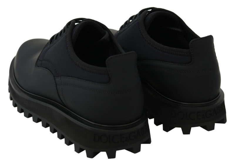 Chaussures Dolce &amp; Gabbana Vulcano Derby en cuir de veau épais caoutchouté noir