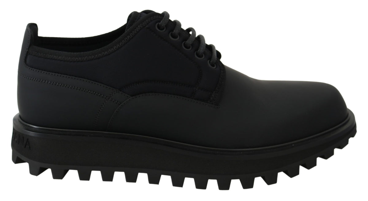 Chaussures Dolce &amp; Gabbana Vulcano Derby en cuir de veau épais caoutchouté noir