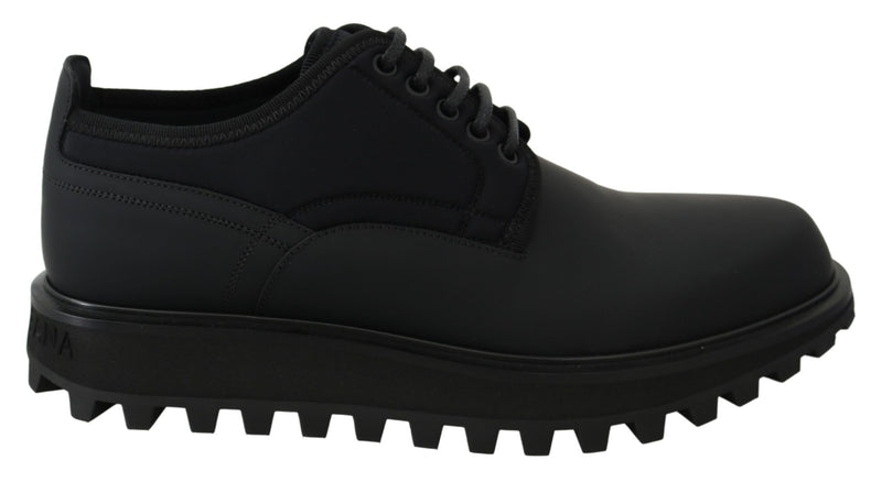 Chaussures Dolce &amp; Gabbana Vulcano Derby en cuir de veau épais caoutchouté noir
