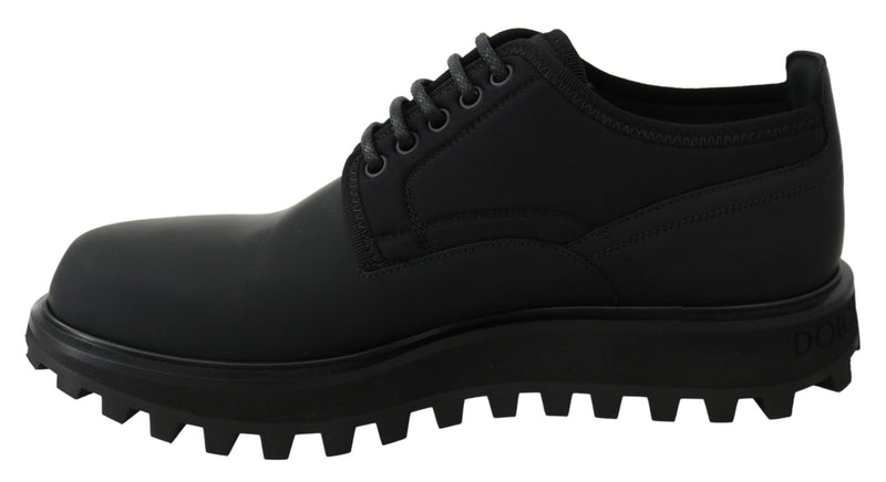 Chaussures Dolce &amp; Gabbana Vulcano Derby en cuir de veau épais caoutchouté noir