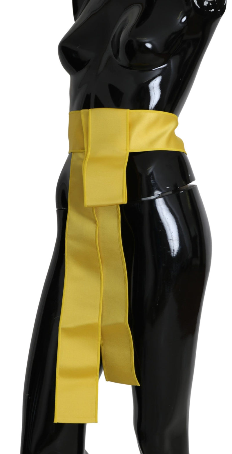 Ceinture en soie jaune Dolce &amp; Gabbana à large bouton-pression