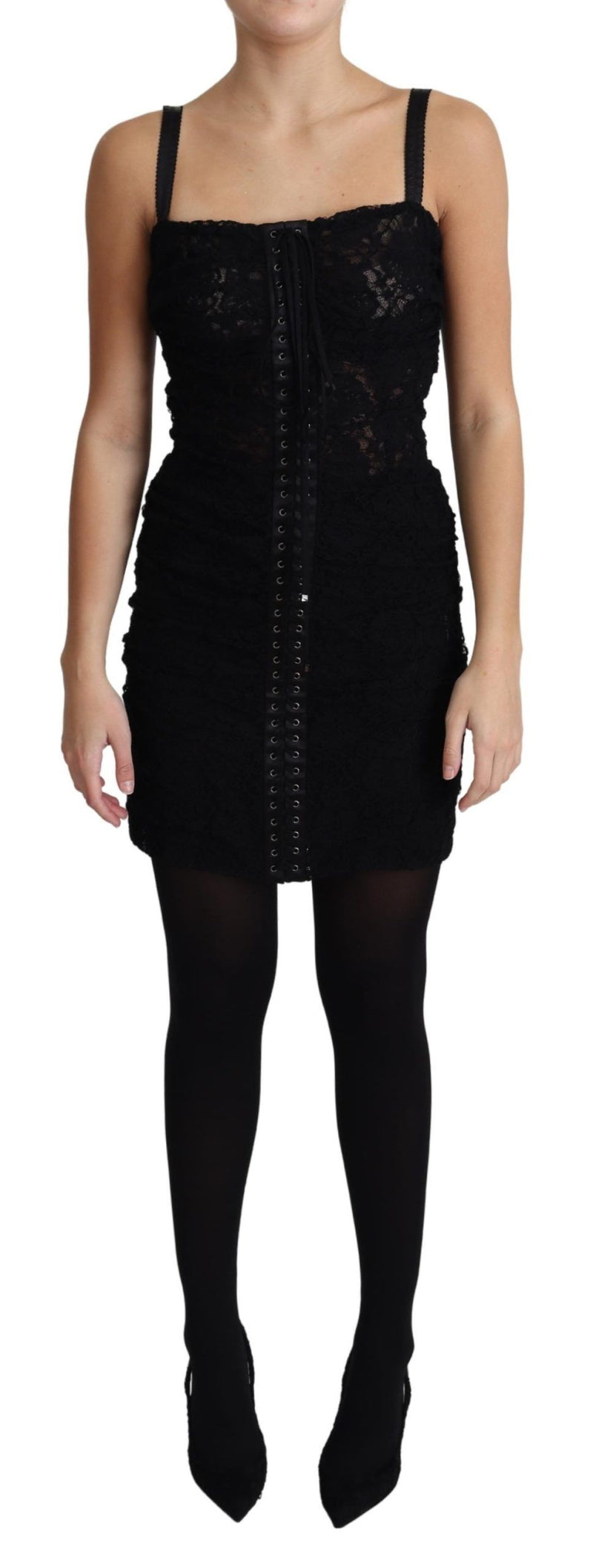Robe bustier mini Dolce &amp; Gabbana noire à lacets et imprimé floral