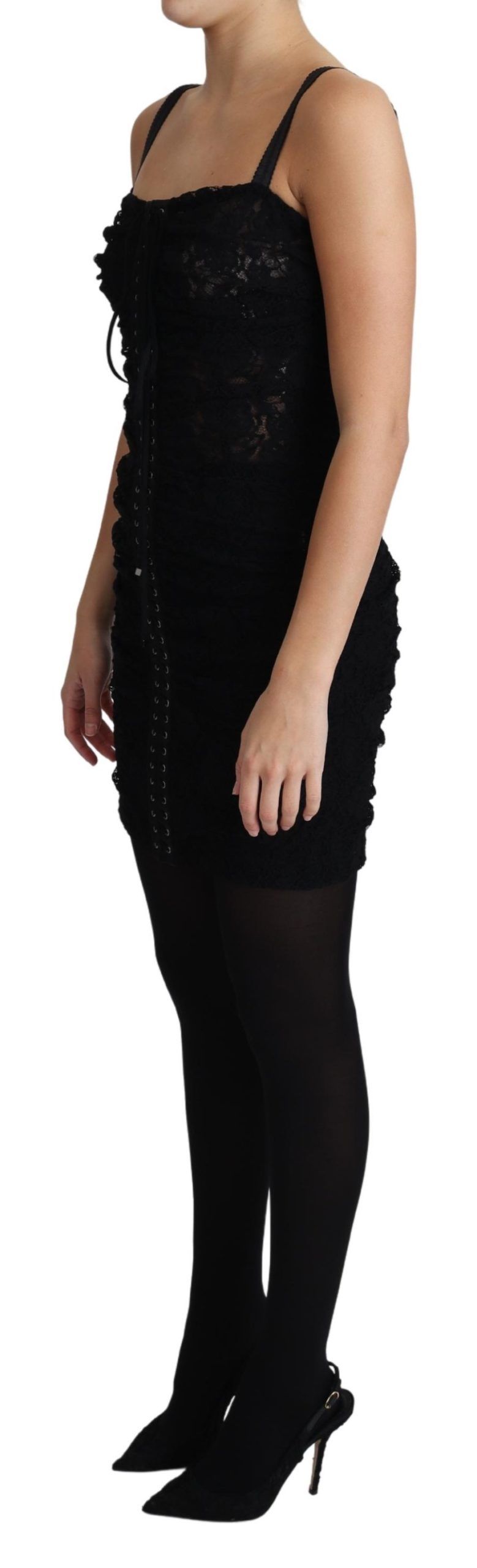 Robe bustier mini Dolce &amp; Gabbana noire à lacets et imprimé floral