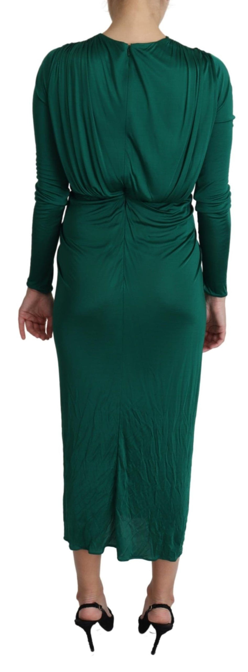 Robe midi cintrée verte Dolce &amp; Gabbana en viscose