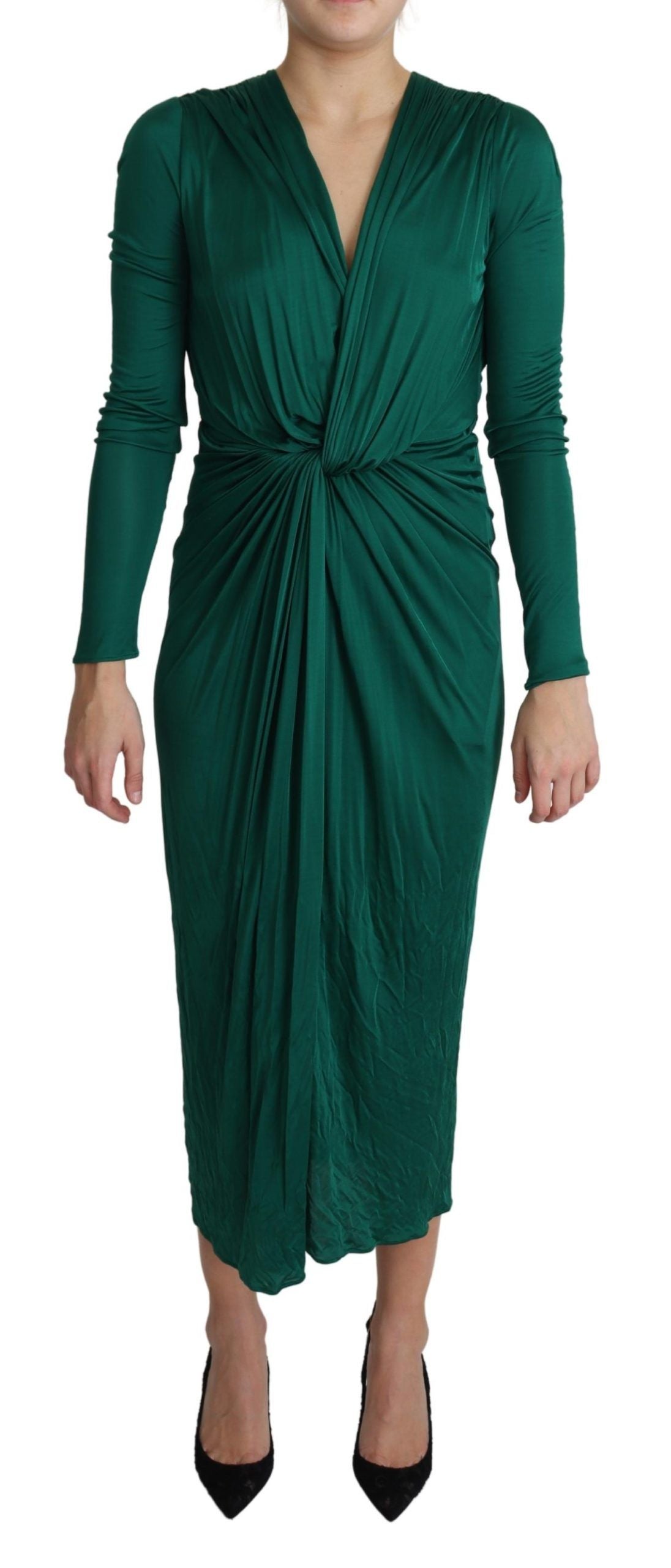 Robe midi cintrée verte Dolce &amp; Gabbana en viscose