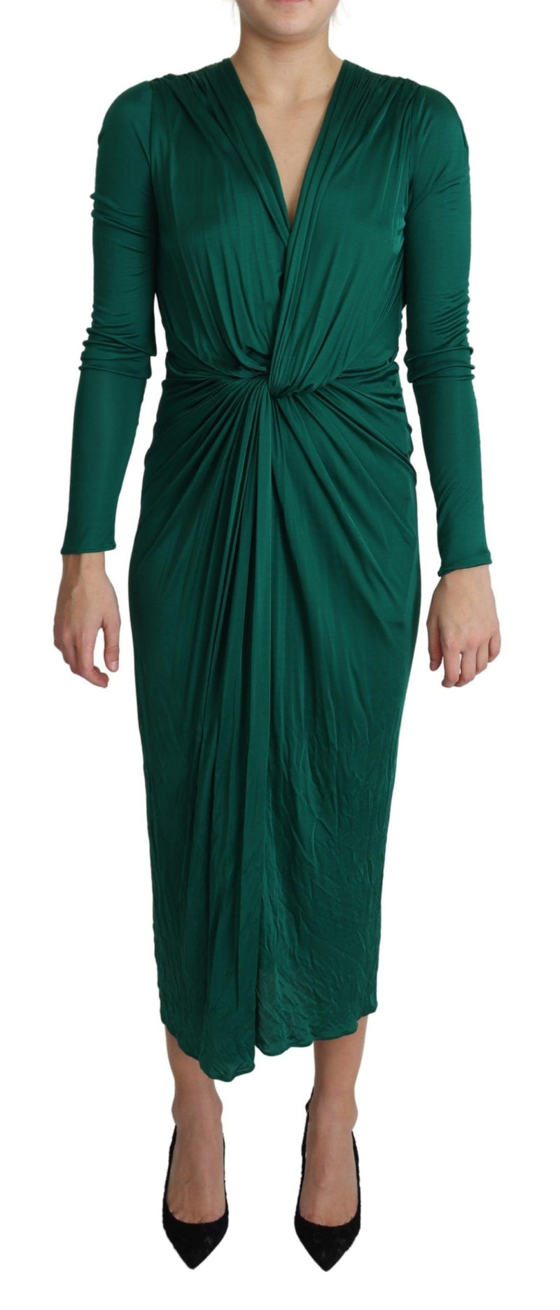 Robe midi cintrée verte Dolce &amp; Gabbana en viscose