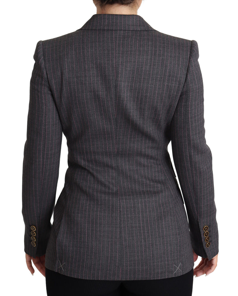 Veste blazer en laine grise Dolce &amp; Gabbana à simple boutonnage et coupe cintrée