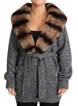 Dolce &amp; Gabbana Gilet gris en fourrure Manteau en cachemire