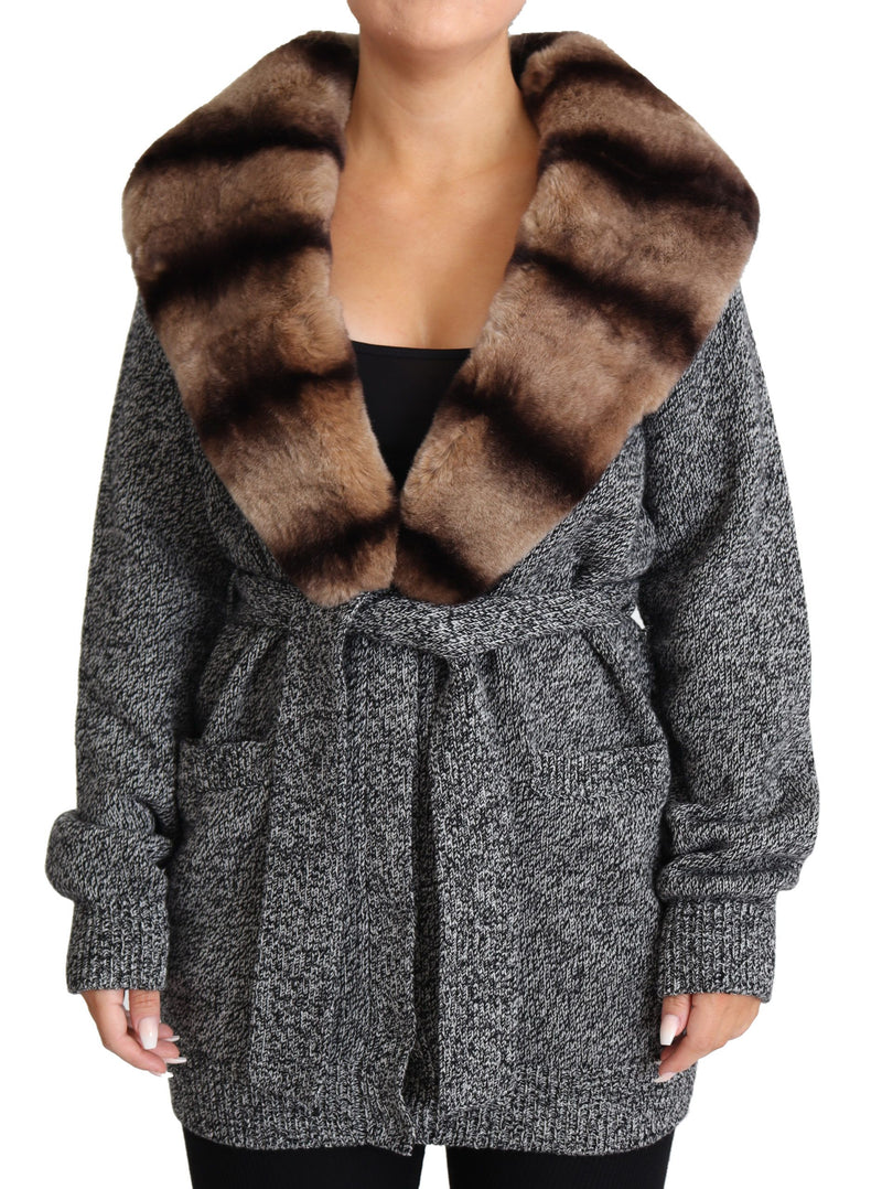 Dolce &amp; Gabbana Gilet gris en fourrure Manteau en cachemire