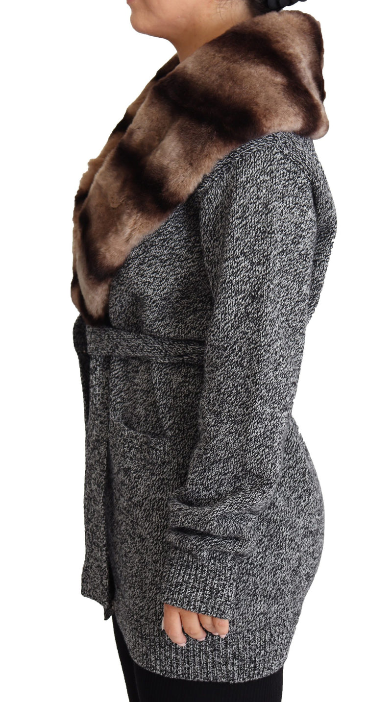 Dolce &amp; Gabbana Gilet gris en fourrure Manteau en cachemire