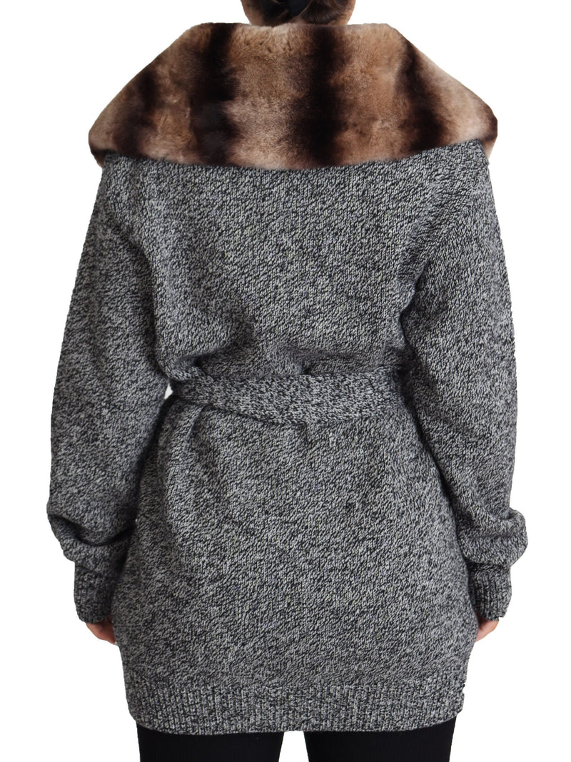 Dolce &amp; Gabbana Gilet gris en fourrure Manteau en cachemire