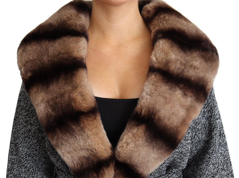 Dolce &amp; Gabbana Gilet gris en fourrure Manteau en cachemire