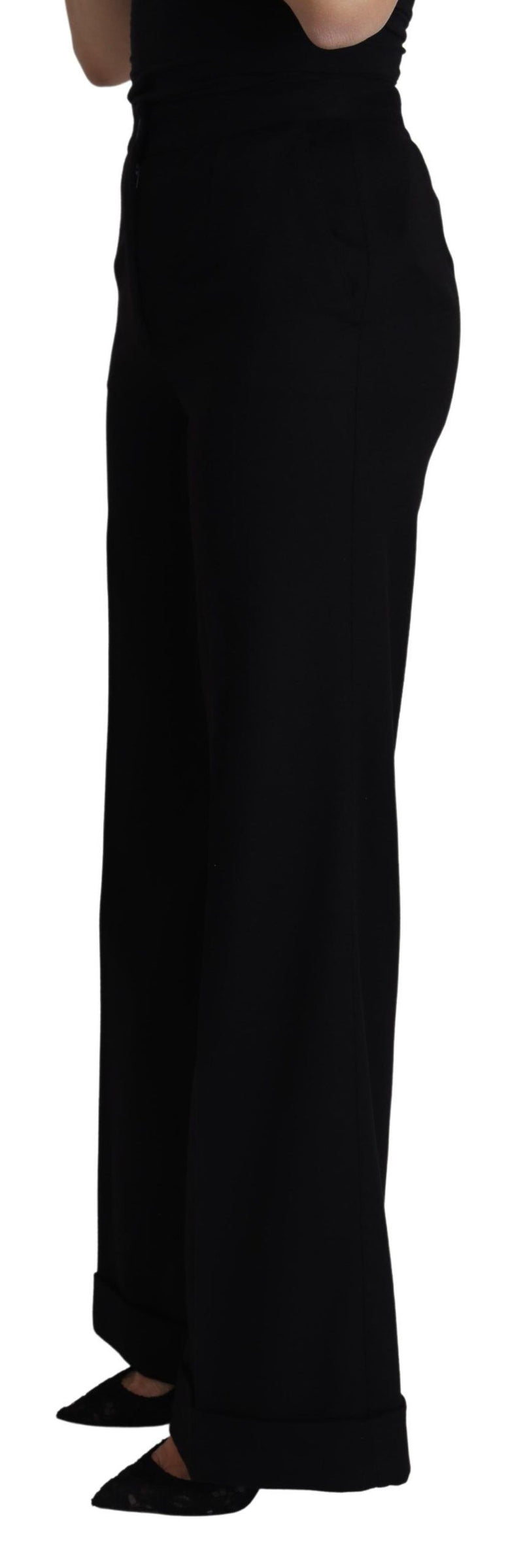 Pantalon large en cachemire noir Dolce &amp; Gabbana pour femme