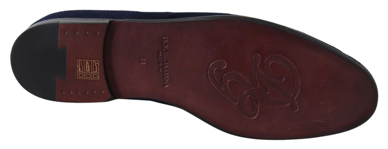 Mocassins Dolce &amp; Gabbana en daim bleu et caïman