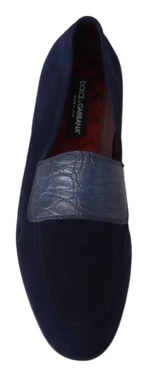 Mocassins Dolce &amp; Gabbana en daim bleu et caïman