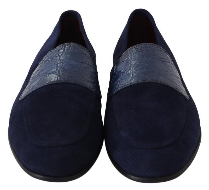 Mocassins Dolce &amp; Gabbana en daim bleu et caïman