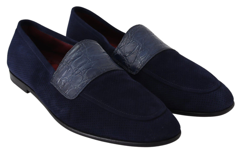 Mocassins Dolce &amp; Gabbana en daim bleu et caïman