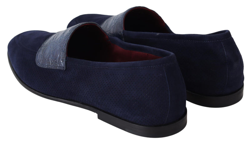 Mocassins Dolce &amp; Gabbana en daim bleu et caïman