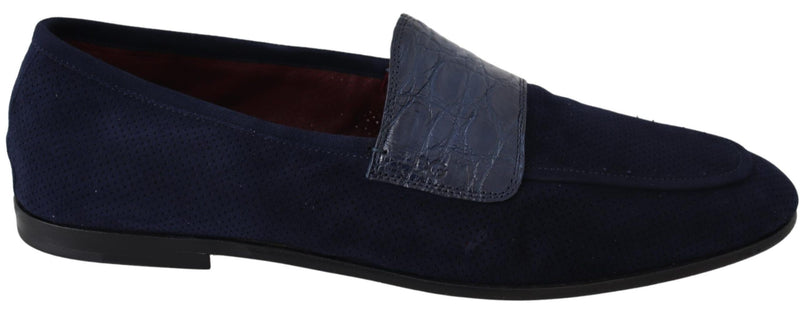Mocassins Dolce &amp; Gabbana en daim bleu et caïman