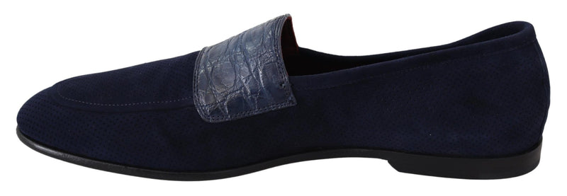 Mocassins Dolce &amp; Gabbana en daim bleu et caïman