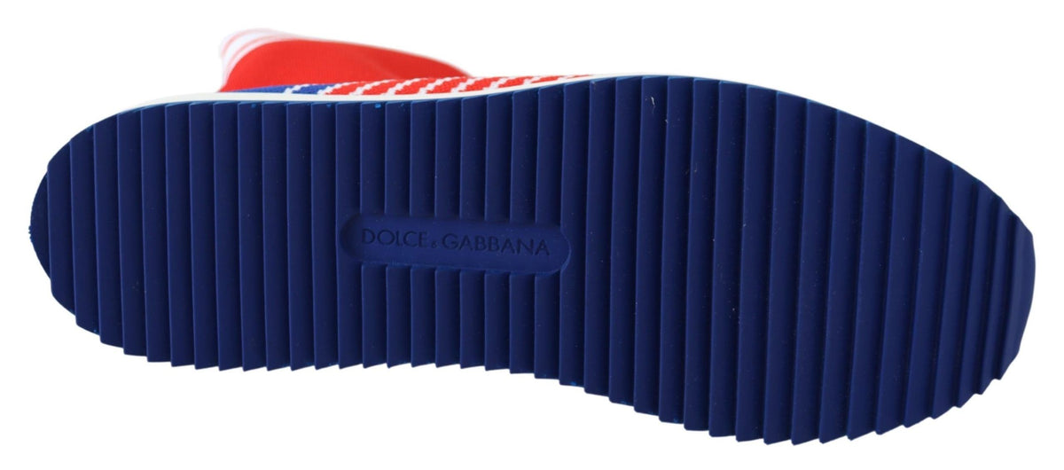 Baskets Dolce &amp; Gabbana Sorrento bleues et rouges avec logo, chaussettes et chaussures