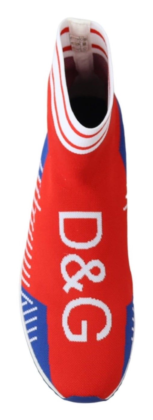 Baskets Dolce &amp; Gabbana Sorrento bleues et rouges avec logo, chaussettes et chaussures